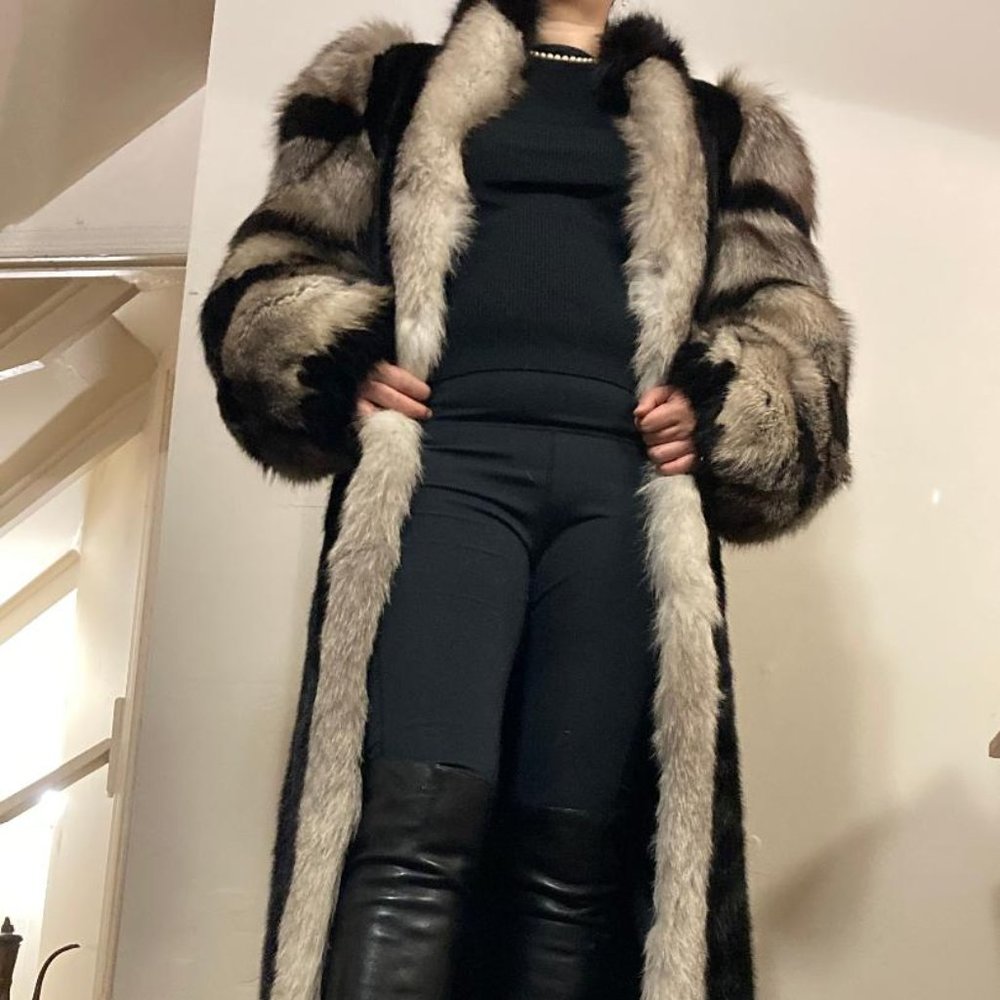 Mink and Silver Fox Full Length Fur Coat